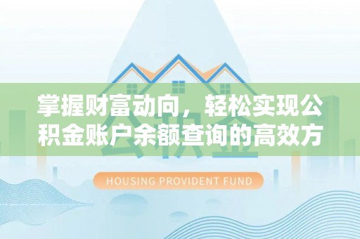 揭西掌握财富动向，轻松实现公积金账户余额查询的高效方式