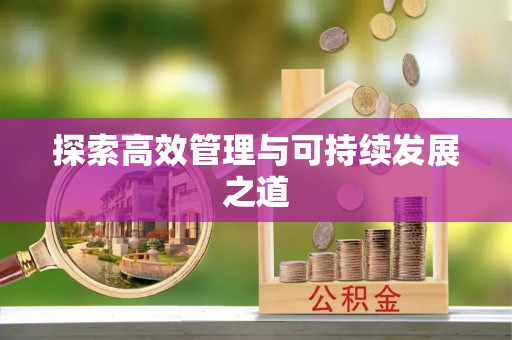 揭西探索高效管理与可持续发展之道